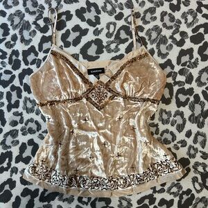 Bebe Cream Tan Embellished Bustier Camisole
